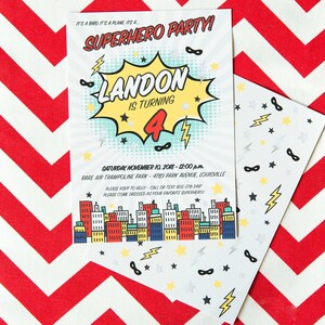 SUPERHERO Birthday Party Invitation, Superhero Super Hero Birthday Party featured on Black Twine