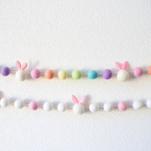 HOPPY EASTER Felt Balls Garland, Pastel Rainbow Bunting, Party Banner-Easter Bunny, Easter Bunnies, Peter Cottontail, Pastel Easter Decor image 9