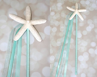 Aqua Mermaid Starfish Birthday Wand/Beach Wedding Decor/Beach Bridesmaid Flowergirl/Beach Wedding Aisle Decor-Many Colors To Choose From