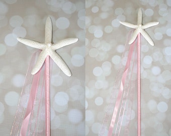 Light Pink Mermaid Starfish Birthday Wand/Beach Wedding Decor/Bridesmaid Flowergirl/Beach Wedding Aisle Decor-Many Colors To Choose-1 Wand