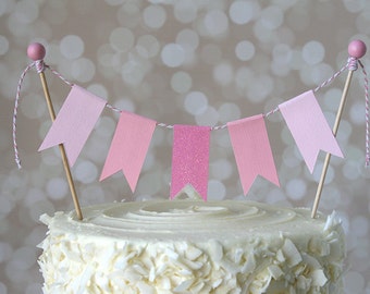 It's a Girl Pink Cake Bunting Pennant Flag Cake Topper-MANY Colors to Choose From!  Birthday, Wedding, Shower Cake Topper