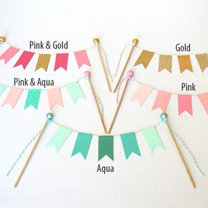 Christmas Red & Green Holiday Cake Bunting Pennant Flag Cake Topper-MANY Colors to Choose From-Birthday, Wedding image 4