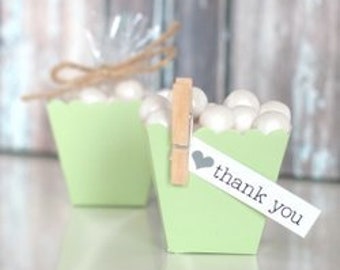Light Green Scalloped Party Favor/Treat Box, Small | Birthday, Wedding/Baby Shower Party Candy Box | Set of 10 | 2.25"x2.25"x1.5"