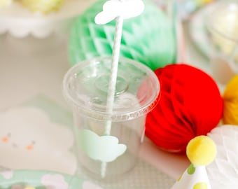 Cloud Paper Straws (12) - Cloud Baby Shower, Twinkle Twinkle, Cloud Party Supplies, Hot Air Balloon Party, Up Up and Away Baby Shower Party