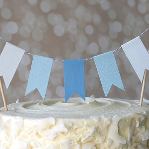 It's A Boy Baby Blue Ombre Birthday Shower Cake Bunting Pennant Flag Cake Topper-MANY Colors to Choose From Birthday, Shower Cake Topper image 1