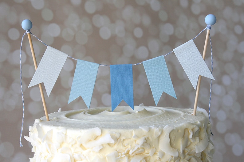 It's A Boy Baby Blue Ombre Birthday Shower Cake Bunting Pennant Flag Cake Topper-MANY Colors to Choose From Birthday, Shower Cake Topper image 1