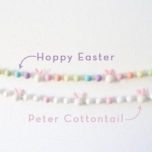 HOPPY EASTER Felt Balls Garland, Pastel Rainbow Bunting, Party Banner-Easter Bunny, Easter Bunnies, Peter Cottontail, Pastel Easter Decor image 10