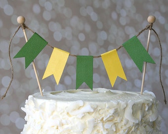Green & Yellow Green Bay Packers John Deere Tractor Inspired Cake Bunting Pennant Flag Cake Topper