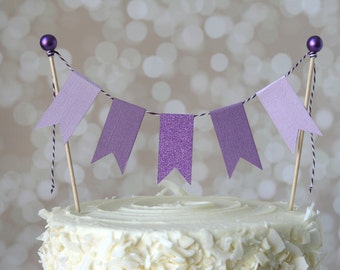 Purple Purplicious Inspired Cake Bunting Pennant Flag Cake Topper-Birthday, Wedding, Shower Cake Topper