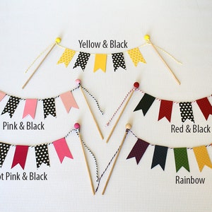 Hot Pink and Orange Birthday Cake Bunting Pennant Flag Cake Topper-MANY Colors to Choose From Birthday, Shower Cake Topper image 5