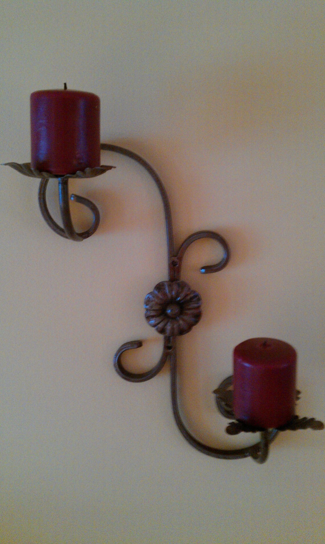 Wrought Iron Wall Mounted Candle Holder Etsy