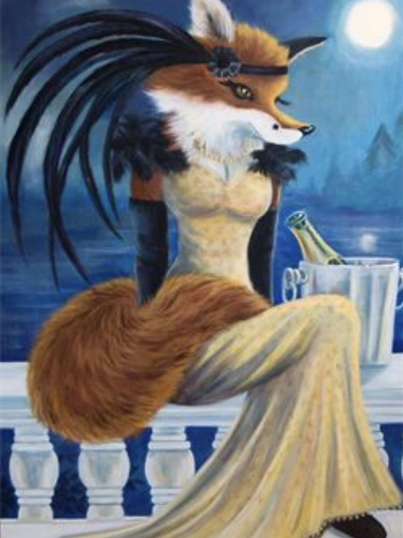 Woman in a Fox Mask Canvas Wall Art by Foxy & Paper