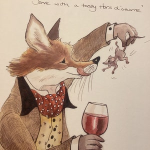 Red Fox print - fox painting, foxes, wine, country pub pictures, fox pictures, fox things, fox gifts, fox art, country pursuits
