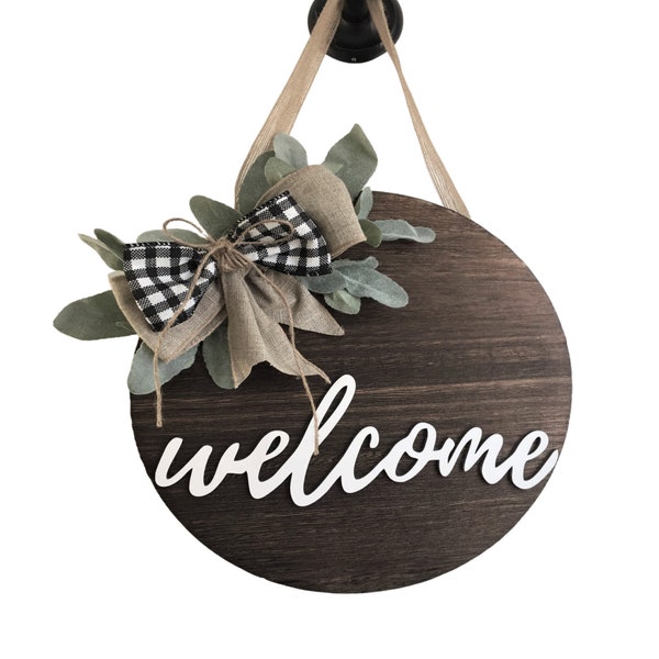 Round Wood Welcome Sign - Etsy