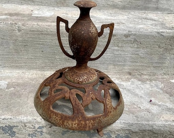 Antique Parlor Wood Stove Cast Iron Finial Topper * Vintage Ornate Stove Top * Garden Decor  * Trophy Style