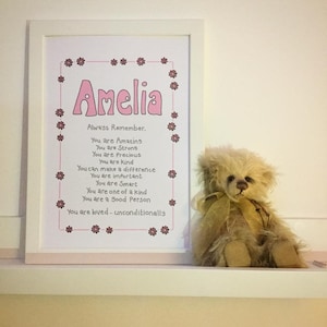 Personalised Name Print, Nursery picture, Child&#39;s picture, gift for child, Infant picture, Inspirational picture, children&#39;s room, Name pic