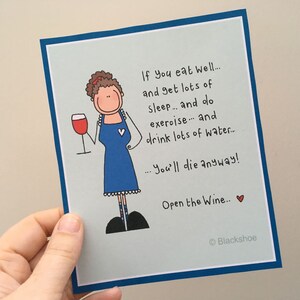 Ouvrir le vin, Carte postale amusante, Citation amusante, Carte postale de citation, Carte d’inspiration drôle, Carte pour le bureau, Remonter le moral, Buveur de vin