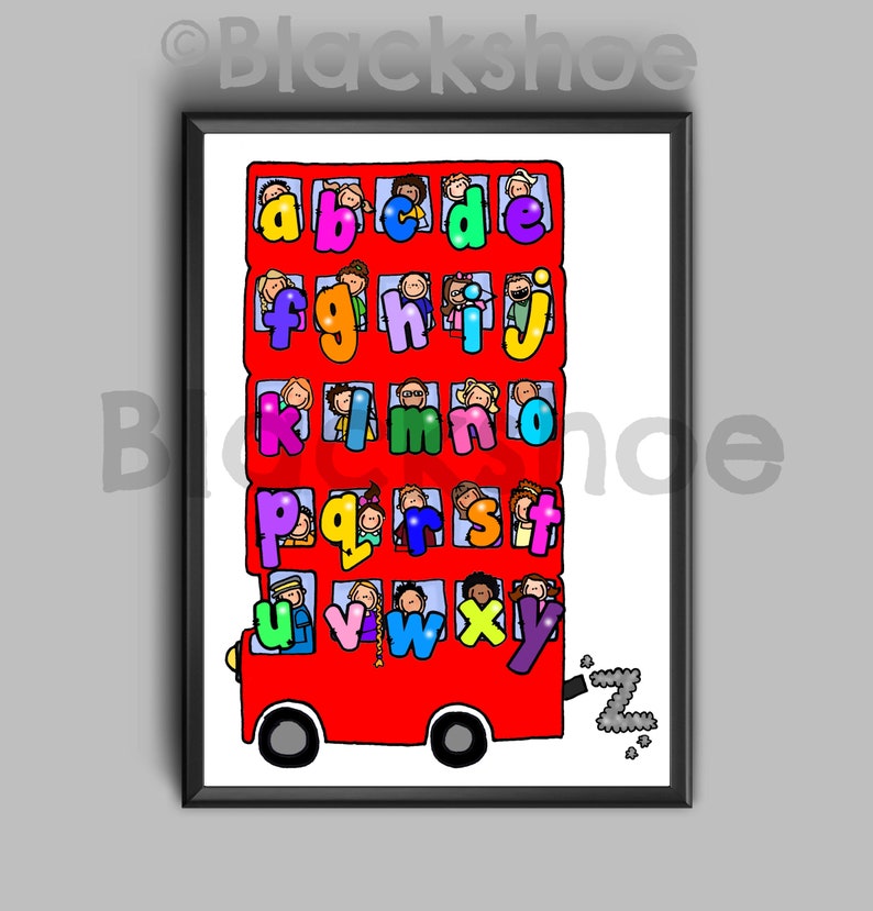 Alphabet Portrait, Bus, Alphabet, Children's Alphabet, Nursery Print ...