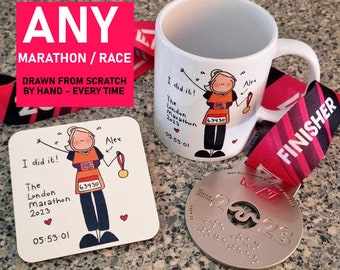 Edinburgh Marathon Mug, Personalised Marathon Gift, Leeds Marathon, Edinburgh marathon, Marathon, Hand drawn, Memento, Marathon Keepsake