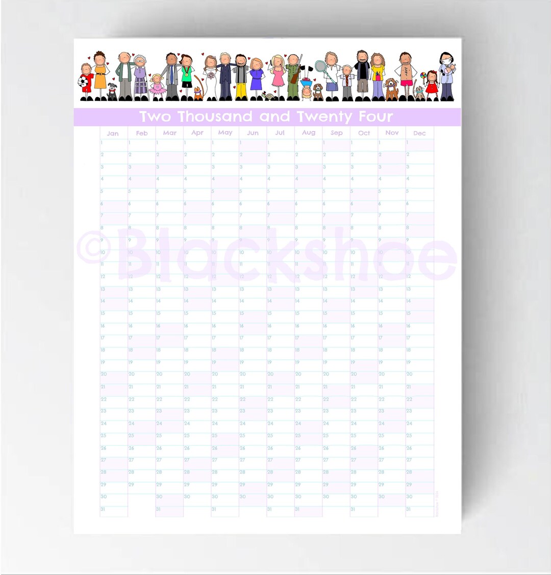 2024 Wall Planner, Birthday Calendar, 2024, Wall Calendar,blackshoe
