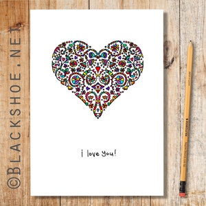 I Love you Card, Valentines Card, Love heart, Love, A5 card, handmade card, heart card, heart, card for her, card for him, colorful A5 card