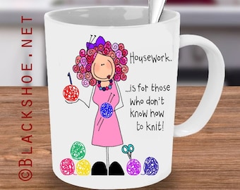 Strickbecher, Strickbecher, Geschenk für Sie, Individuelle Tasse, Einzigartige Tasse, handgemachte Tasse, süße Tasse, lustige Tasse, Geschenk für Strickerin, Hausarbeit, Stricken