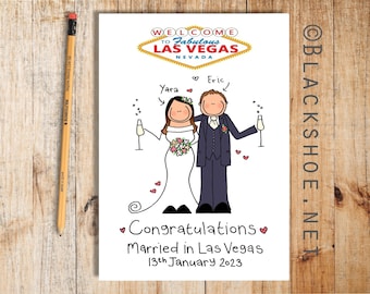 Vegas Wedding Card, Personalised Wedding Card, Bespoke Wedding Card, Personalised Wedding Gift, Hand drawn Wedding Card, Wedding Day, Unique