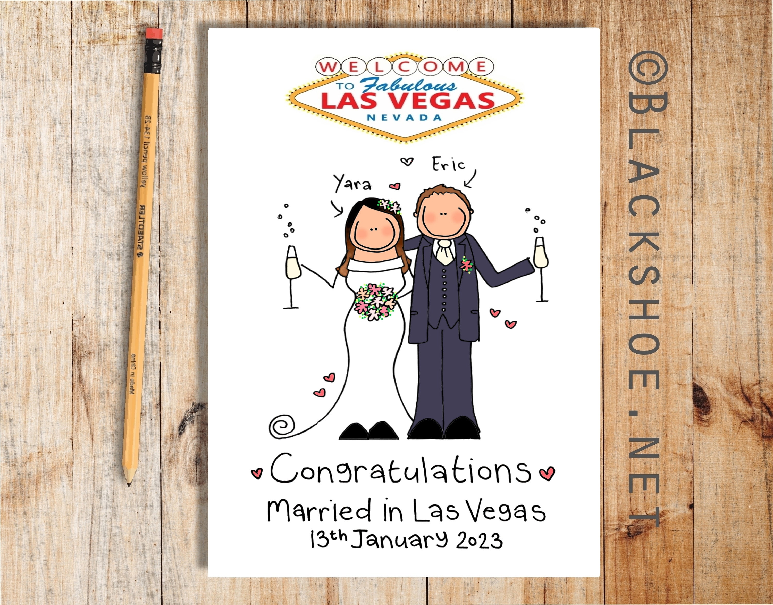 Las Vegas Sign Fabulous Personalized RSVP Cards - Red Heart Print