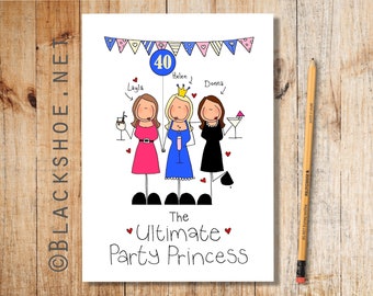 Personalised Friends Birthday Card,  Custom Birthday Card, Illustrated Birthday, Friends, Special Birthday Card,Card for Him,Card for her