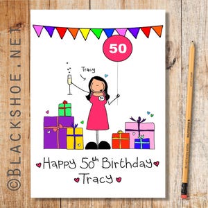 Spezielle Geburtstagskarte, Hand gezeichnet, benutzerdefinierte Geburtstag, BFF Karte, Geburtstagskarte für sie, Portraitkarte, niedlich, lustig, kundenspezifische Grußkarten, Spaß