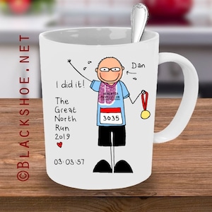 Gift for runner, The Great North Run, Marathon Mug, Personalised Mug, London Marathon, Runner Mug. Marathon, Race, runner, Gift for marathon