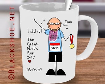 Gift for runner, The Great North Run, Marathon Mug, Personalised Mug, London Marathon, Runner Mug. Marathon, Race, runner, Gift for marathon