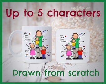 Blackshoe, Custom Mug, Personalised Mug, Any Occasion, Drawn from scratch for you, Illustrated Mug, Family Mug, Friends Mug, Blackshoe Mug