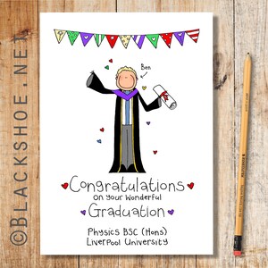 Carte de fin d’études, Graduation, Casquette et robe, Félicitations pour votre graduation, Carte de fin d’études personnalisée, Examens réussis, Carte de diplôme, Examens