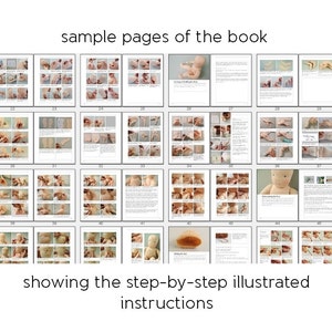 May include: A collection of pages from a book showing step-by-step illustrated instructions for making a doll. The pages are numbered 22, 23, 24, 25, 26, 27, 28, 29, 30, 31, 32, 33, 34, 35, 36, 37, 38, 39, 40, 41, 42, 43, 44, and 45. The book includes instructions for making the doll's body, arms, legs, and face.