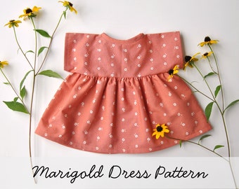 Marigold Dress Pattern for the Wild Marigold Waldorf Baby Doll, Doll Clothes Pattern