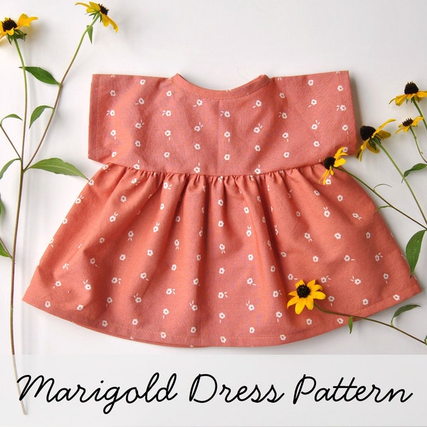 Marigold Dress Pattern for the Wild Marigold Waldorf Baby Doll, Doll Clothes Pattern