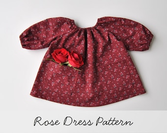 Rose Dress Pattern for the Wild Marigold Waldorf Baby Doll, 15" Doll Clothes Pattern