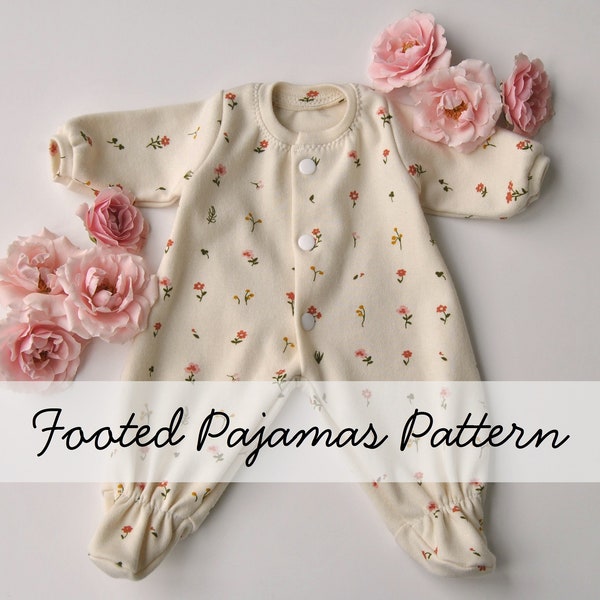 Doll Footed Pajamas Pattern for the Wild Marigold Waldorf Baby Doll, Doll Clothes Pattern, Doll Sleeper Pattern