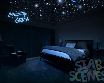 Unique Gift for Dad Bday - Exciting bedroom decor. Long Lasting Glow-in-the-Dark Star Ceiling Decals. Glowing Stars for Star Wars Fan