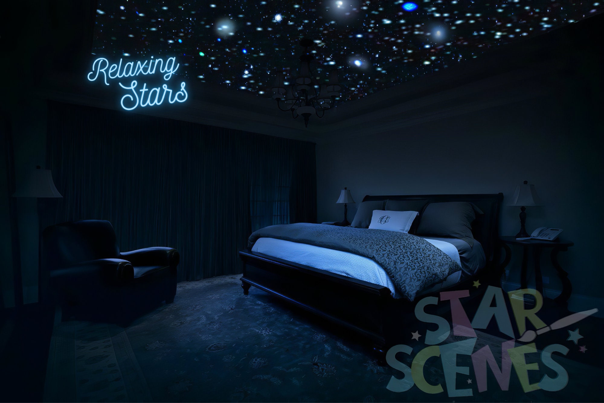 Reusable Realistic Glow Stars Ideal Gift for Renters College Dorm Decor.  Removable Glow in the Dark Star Ceiling Decals for Bedroom. 