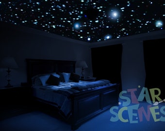 Home Theater Ceiling Star Decals - glow in the dark stars for entertainment room, man cave, tv and games room, family room and billiard room