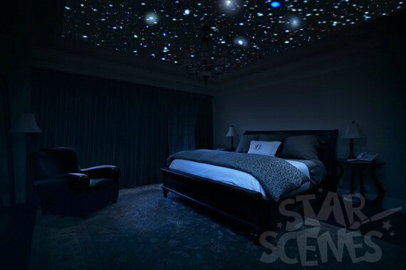 Glow In The Dark Star Ceiling Kit With Uv Light For Children S Bedroom Realistic Glow Stars And Uv Light To Supercharge Your Star Ceiling