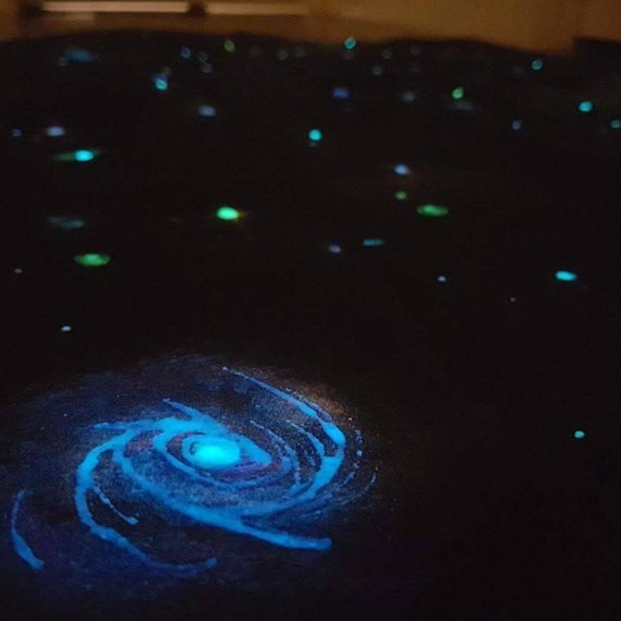 Glow In The Dark Duvet Cover Set Galaxy Kids Room Handpainted Luminous Quilt Bedding And Pillowcase Intergalactic Space Bedroom Decor