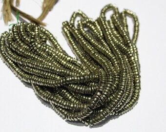 ON SALE Natural Pyrite Heishi Cut Square Shape Beads 5-6mm Gemstone Beads Strand 8 inch Long