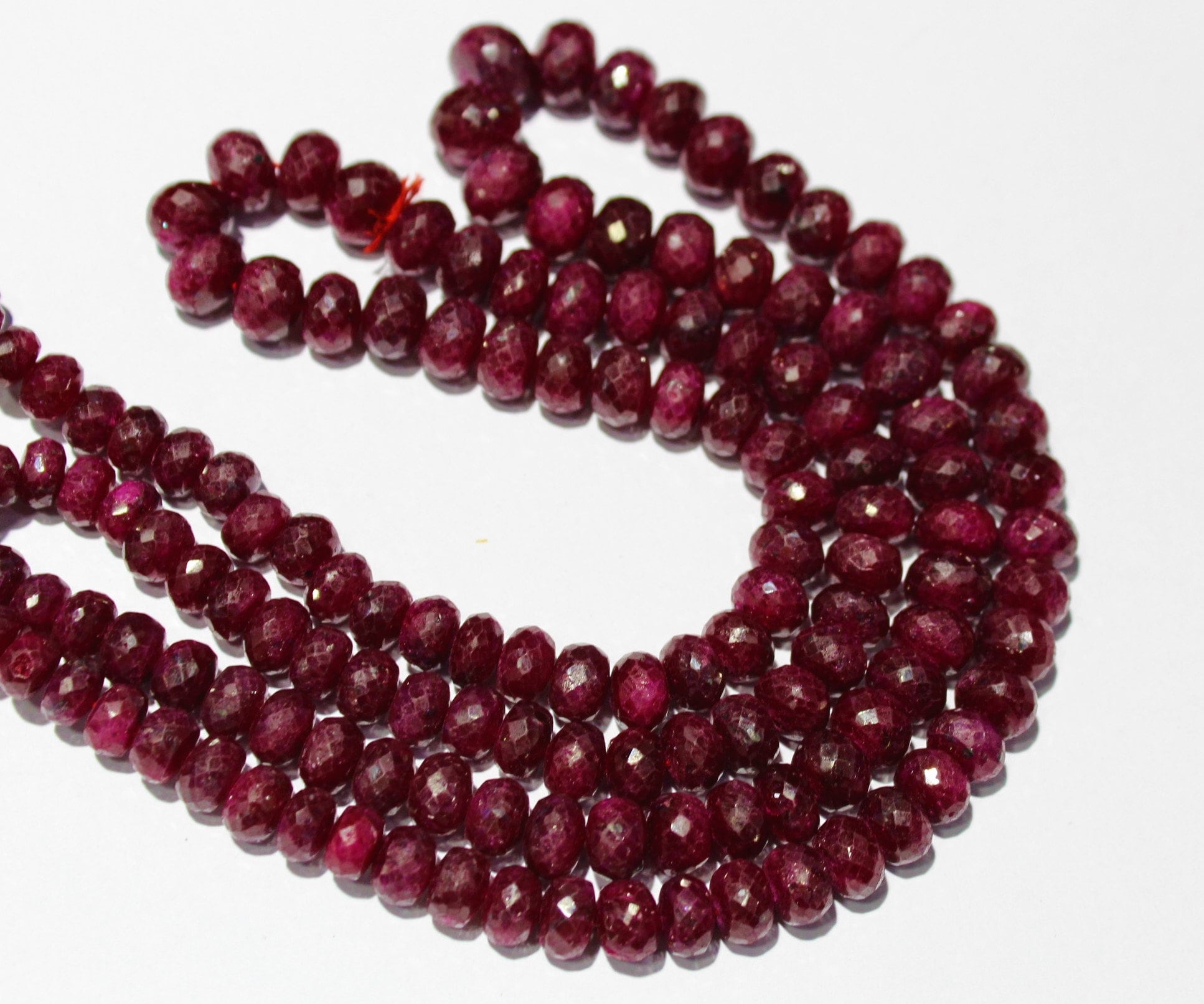 Ruby Bead Necklace Natural Red Ruby Faceted Rondelle Beads Etsy