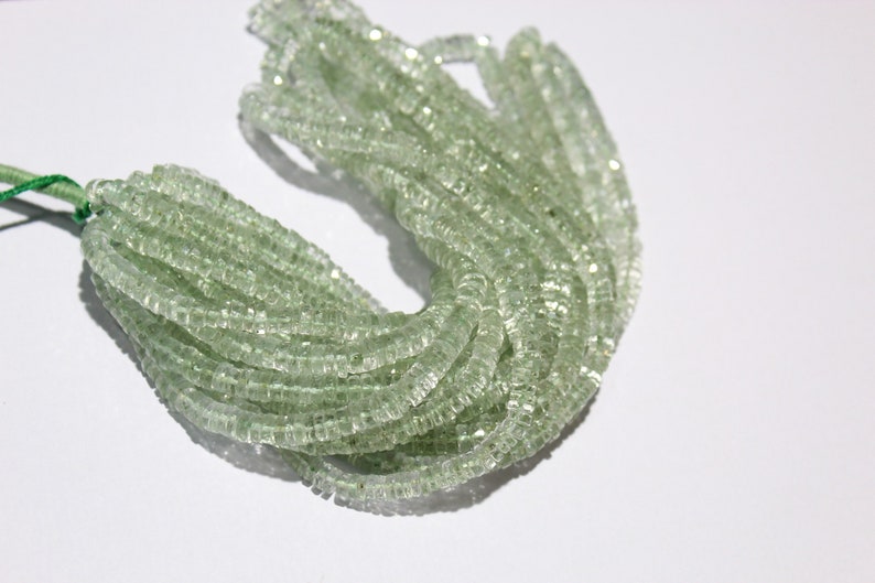 Green Amethyst Faceted Tyre Beads,Natural Green Amethyst Faceted Heishi Tyre Beads,Natural Green Amethyst Wheel Shape Beads,6mm 16 Strand