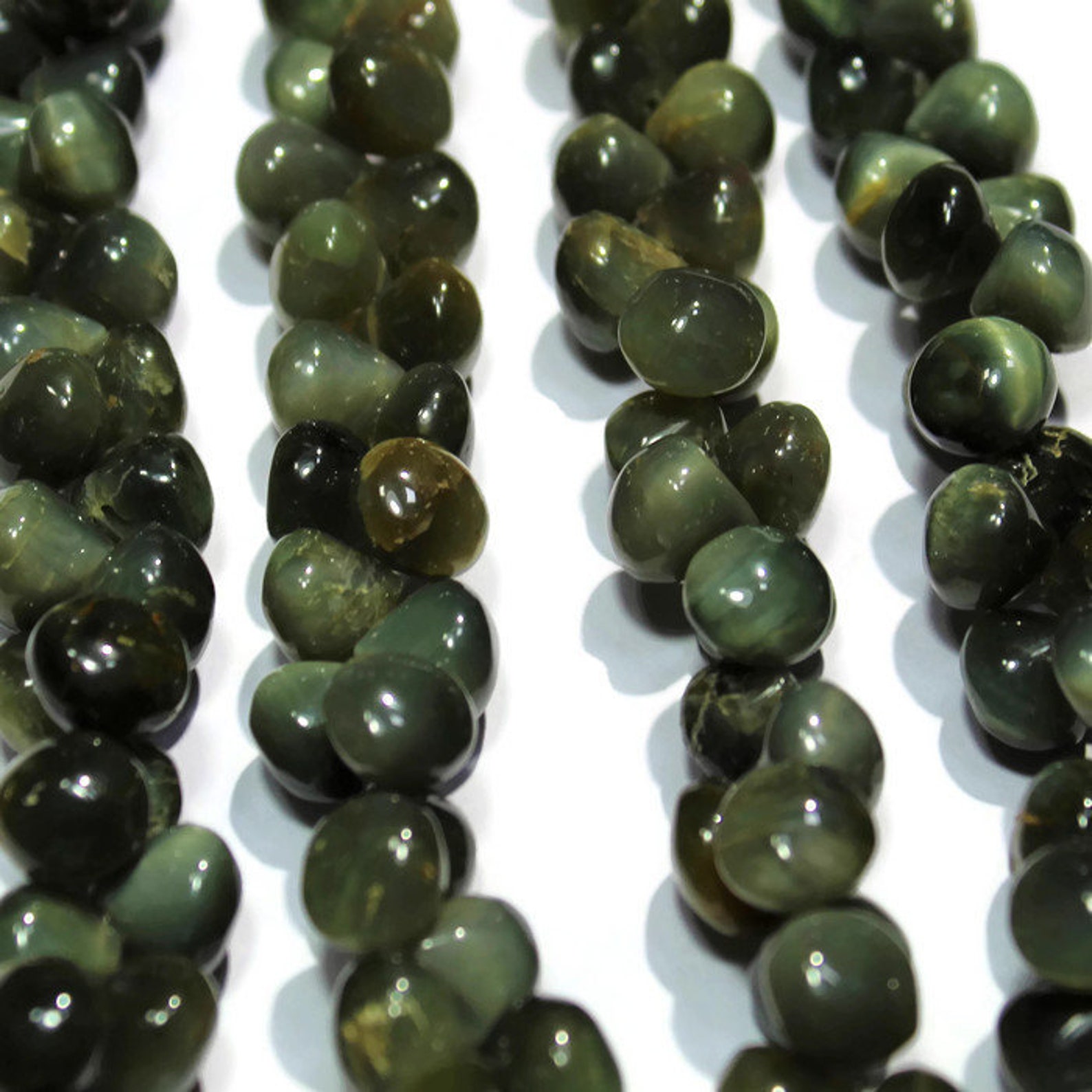 Natural Green Cats Eye Smooth Plain Onion Briolettes Etsy