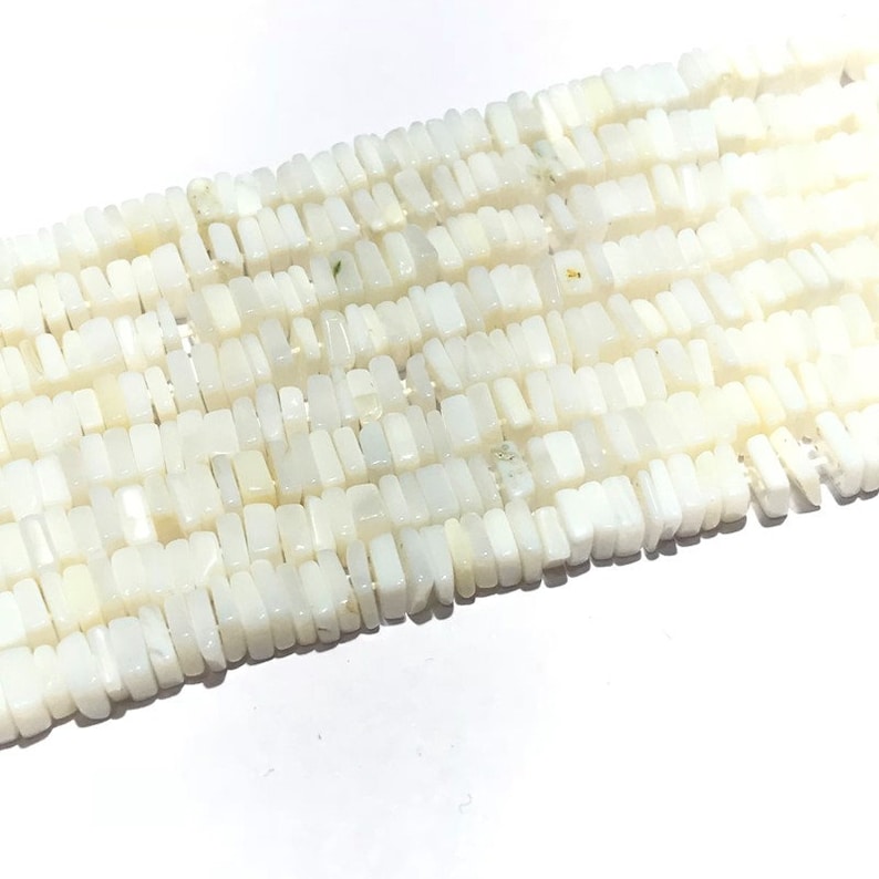 White Opal Heishi Beads,Natural White Opal Smooth Plain Heishi Square Beads,Natural White Opal Heishi Beads,Size 4.5mm to 5mm 16 Inch Strand