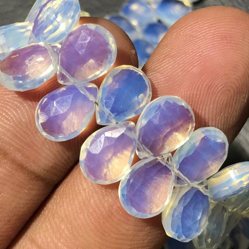 9/'Inch Size Sky Opalite Color Quartz In Cheap Price AAA Quality Opalite Quartz Gemstone Faceted Almond Shape Briolette Beads Size 7 to10 MM